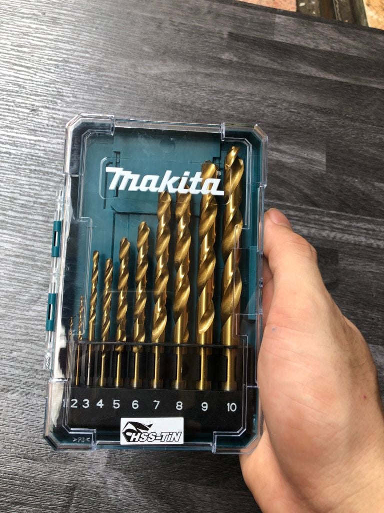 1-10mm Bộ 10 mũi khoan kim loại HSS-TiN Makita D-72849