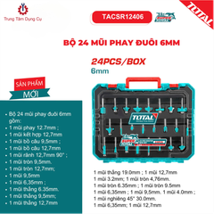 Bộ 24 mũi phay đuôi 6mm 24PCS/BOX Total TACSR12406