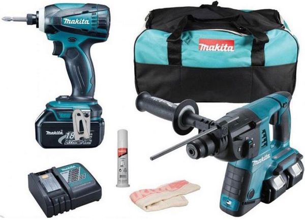 18V Bộ máy khoan bê tông và máy vặn vít dùng pin Makita DLX2071PM1