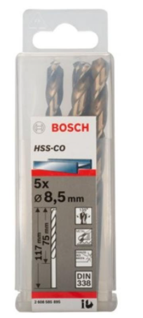 10.5mm Hộp 5 Mũi khoan sắt và inox HSS-Co Bosch 2608585900
