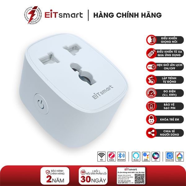 Ổ cắm thông minh đa năng, kết nối Wifi/Zigbee, Đo điện (V, A, KWh) và Bảo vệ quá tải, 16A EOL21W16