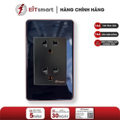 Ổ cắm đôi 3 chấu EITsmart, Mặt kính cường lực – Viền Nhôm, FC-Glass Series, 16A