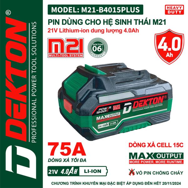 Pin 21v 4.0AH DEKTON M21-B4015PLUS