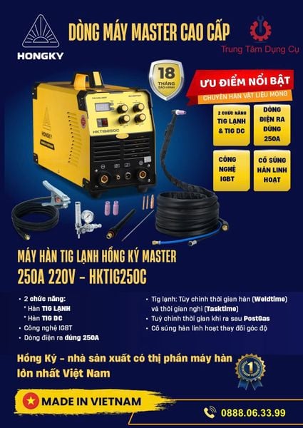 Máy hàn TIG (DC) MMA Inverter 200 Ampe 220V - HKTIG250C