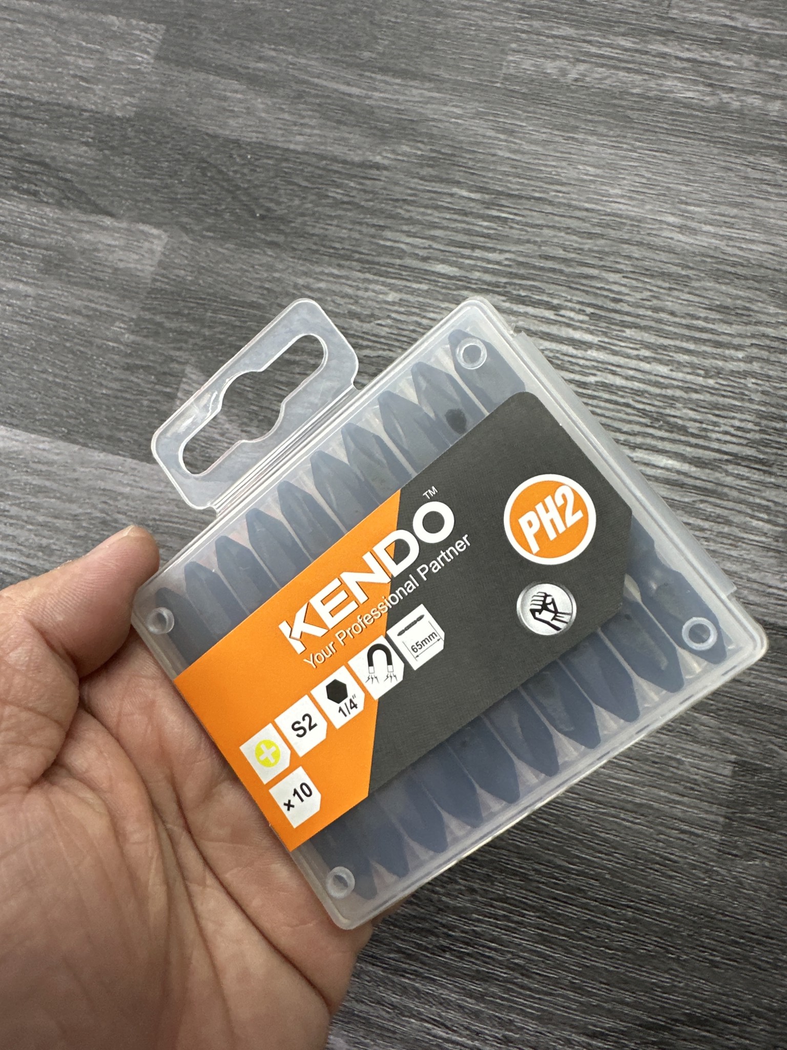 Mũi vít bake 2 đầu bằng thép S2 PH2×65mm (10 cái/ bộ) Kendo - 23230532