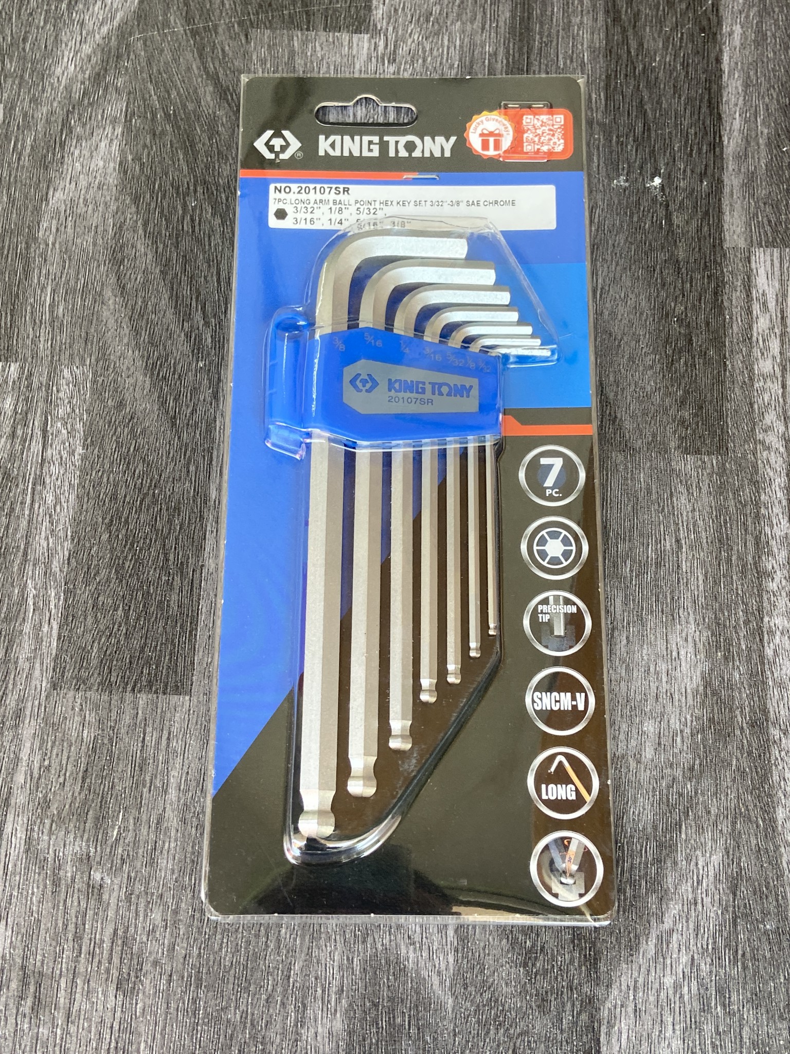 Bộ chìa lục giác 7 chi tiết hệ inch Kingtony 20107SR