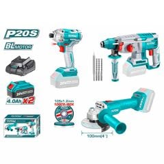 Bộ combo 3 máy khoan động lực, máy mài góc và máy siết vít dùng pin 20V Total TOSLI2301510