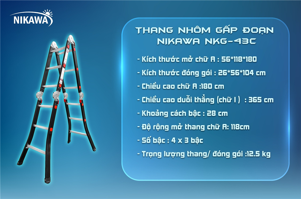 Thang nhôm gấp đoạn NKG-43C