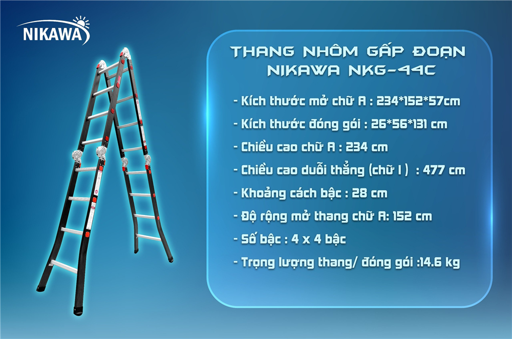 4.7m Thang nhôm gấp đoạn Nikawa NKG-44C