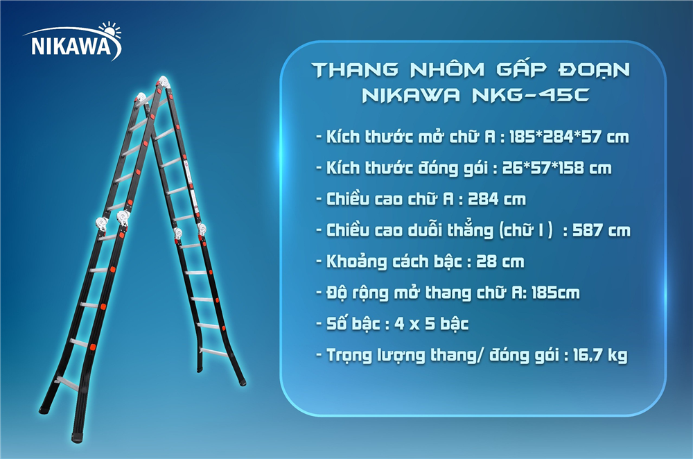 Thang nhôm gấp đoạn NKG-45C