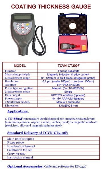 Máy đo độ dày lớp phủ TCVN-CT200F