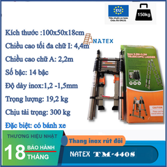 Thang rút đôi inox Natex 2M2 + 2M2 (TM440S) TM440S