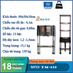 Thang inox rút đơn Natex 4m1 - TM410 TM410