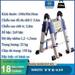 Thang rút đôi chữ A NAKATA 5M6 - TYB639 (Đai Xanh) TYB639