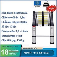 Thang nhôm rút đơn NAKATA 3,8m - TYM612 (10 bậc) TYM612