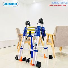 5m Thang nhôm rút gọn chữ A cao cấp Jumbo A250B