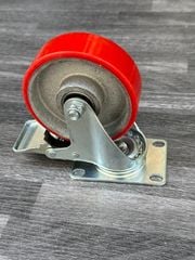 Bánh xe xoay có khoá PU đỏ mâm gang phi 100x32