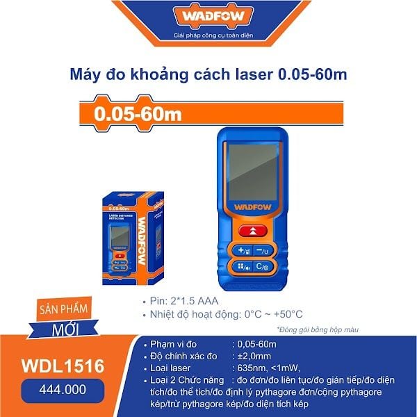 0.05-60m Máy đo khoản cách laser Wadfow WDL1516