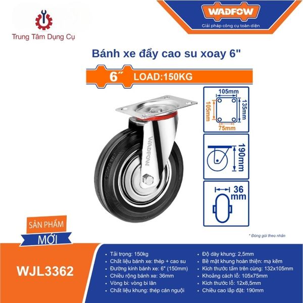 Bánh xe đẩy cao su xoay 6