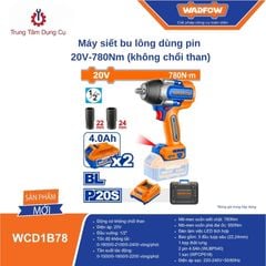 Máy siết bu lông dùng pin 20V-780Nm (không chổi than) WADFOW WCD1B78