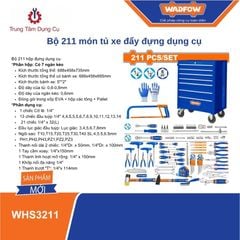 Bộ 211 món tủ xe đẩy đựng dụng cụ WADFOW WHS3211