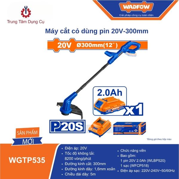 Máy cắt cỏ dùng pin 20V-300mm WADFOW WGTP535