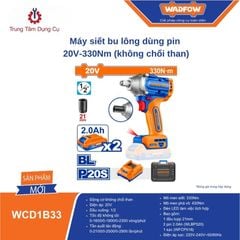 Máy siết bu lông dùng pin 20V-330Nm (không chổi than) WADFOW WCD1B33