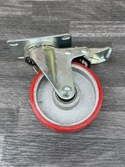 Bánh xe xoay có khoá PU đỏ mâm gang phi 100x32