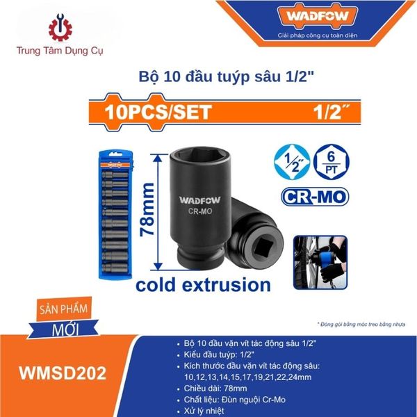 Bộ 10 đầu tuýp sâu 1/2