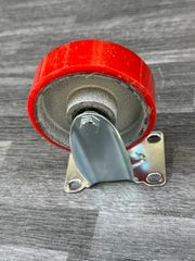 bánh xe xoay không khoá PU đỏ mâm gang phi 100x32
