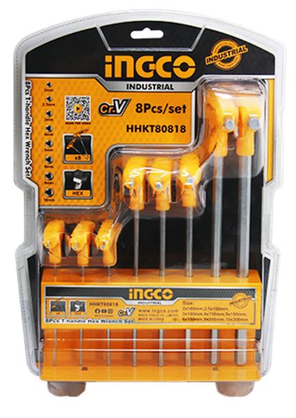 Bộ 8 chìa lục giác tay cầm chữ T Ingco HHKT80818