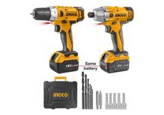 18V Bộ combo máy khoan và máy siết vít dùng pin INGCO CKLI18021