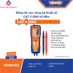 Đồng hồ vạn năng kỹ thuật số CAT II 2000 số đếm Wadfow WDM3502