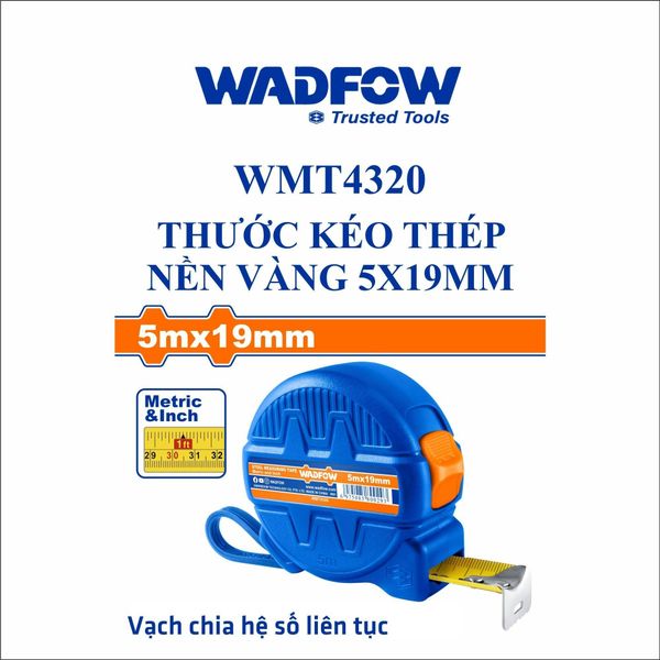 Thước kéo thép nền vàng 5x19mm Wadfow WMT4320