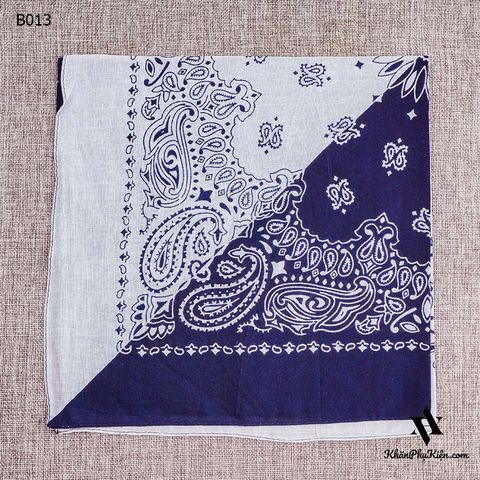 Khăn Bandana (Khăn Turban EXO) Màu Trắng Phối Xanh Đen - Mã B013