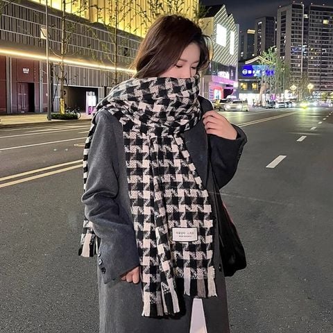 Khăn quàng choàng cổ len Cashmere cao cấp LÀ GU giữ ấm màu trơn pastel phong cách Hàn Quốc đẹp sang trọng - Màu Đen - KCL032