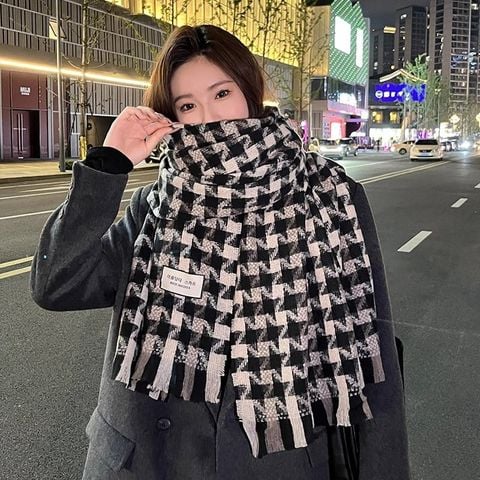 Khăn quàng choàng cổ len Cashmere cao cấp LÀ GU giữ ấm màu trơn pastel phong cách Hàn Quốc đẹp sang trọng - Màu Đen - KCL032