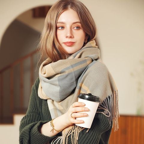 Quà tặng giáng sinh noel cho bạn gái - Khăn quàng choàng cổ len Cashmere giữ ấm cao cấp phong cách châu Âu Mỹ sang trọng