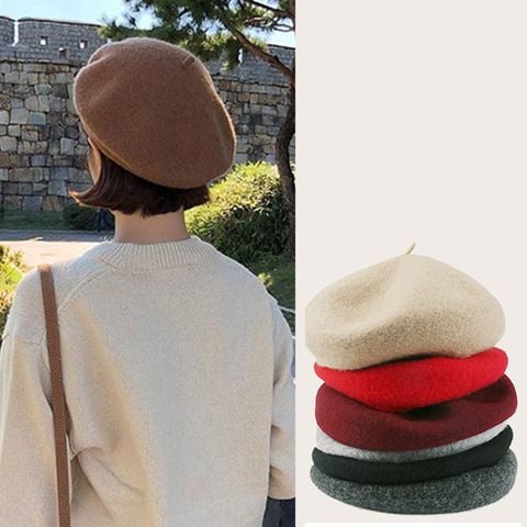 Mũ nón beret nồi bánh tiêu nữ Hàn Quốc LÀ GU Khăn Phụ Kiện phong cách họa sĩ ulzzang đẹp mùa đông thời trang màu trắng, nâu, be, đen - MBR011