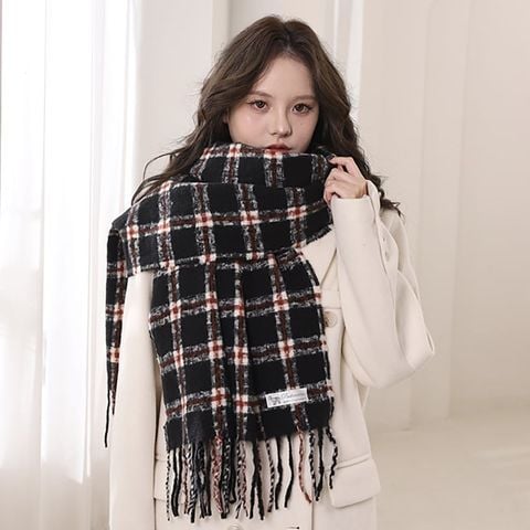 Khăn quàng choàng cổ len Cashmere cao cấp LÀ GU giữ ấm màu trơn pastel phong cách Hàn Quốc đẹp sang trọng - Màu Đen - KCL026