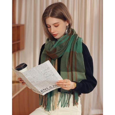 Quà tặng giáng sinh noel cho bạn gái - Khăn quàng choàng cổ len Cashmere giữ ấm cao cấp phong cách châu Âu Mỹ sang trọng
