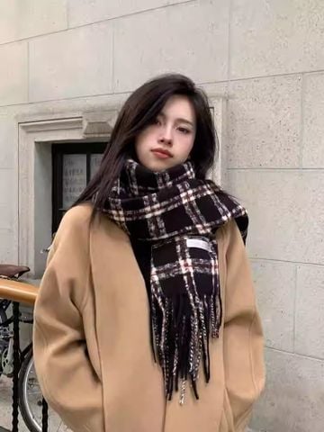 Khăn quàng choàng cổ len Cashmere cao cấp LÀ GU giữ ấm màu trơn pastel phong cách Hàn Quốc đẹp sang trọng - Màu Đen - KCL026