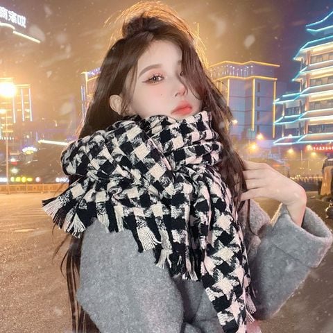 Khăn quàng choàng cổ len Cashmere cao cấp LÀ GU giữ ấm màu trơn pastel phong cách Hàn Quốc đẹp sang trọng - Màu Đen - KCL032