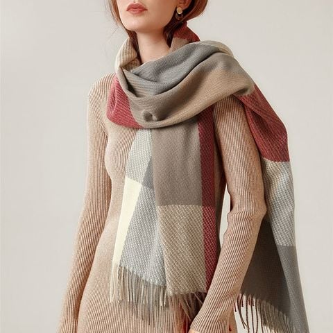 Quà tặng giáng sinh noel cho bạn gái - Khăn quàng choàng cổ len Cashmere giữ ấm cao cấp phong cách châu Âu Mỹ sang trọng