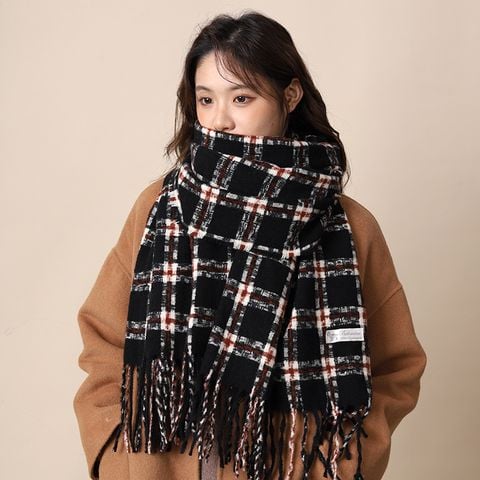 Khăn quàng choàng cổ len Cashmere cao cấp LÀ GU giữ ấm màu trơn pastel phong cách Hàn Quốc đẹp sang trọng - Màu Đen - KCL026