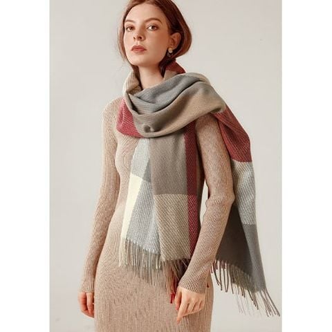 Quà tặng 8/3 cho người yêu nữ, vợ, cô giáo, mẹ - Khăn quàng choàng cổ len Cashmere giữ ấm cao cấp phong cách châu Âu Mỹ sang trọng