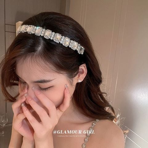 Băng đô bờm cài tóc cao cấp mấn áo dài cách tân đính đá - CDD024