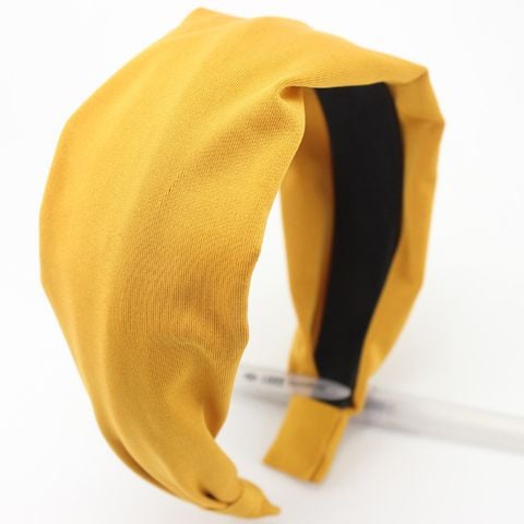 Cài Tóc Băng Đô Trơn Bản To Vải Silk Màu Vàng - Mã CT595