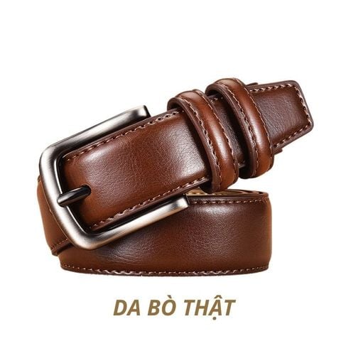 Thắt lưng nam da bò thật khóa tự động hợp kim chống rỉ LÀ GU dây nịt nam cao cấp khóa lỗ kim da bò bền bỉ thời trang - Màu Đen - DNN027