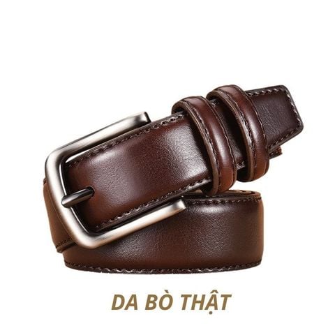 Thắt lưng nam da bò thật khóa tự động hợp kim chống rỉ LÀ GU dây nịt nam cao cấp khóa lỗ kim da bò bền bỉ thời trang - Màu Đen - DNN027